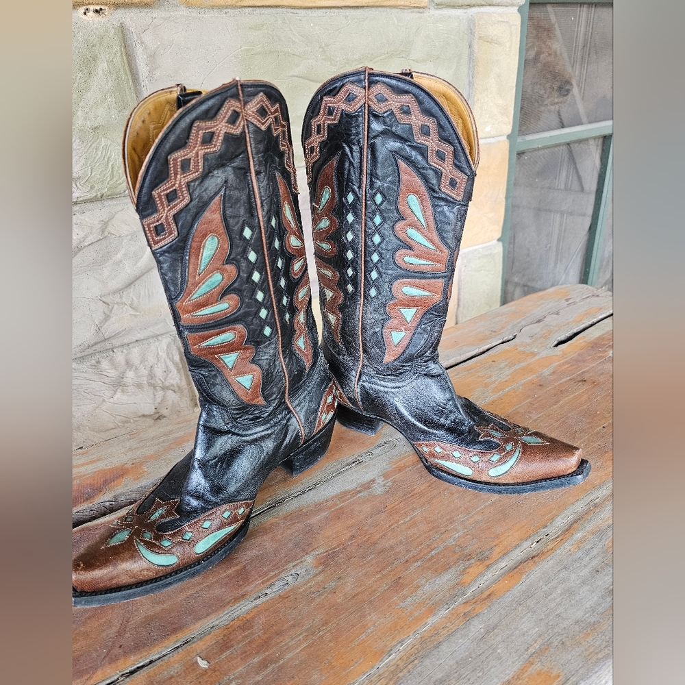 OLD GRINGO  black butterfly boots. Sz 7